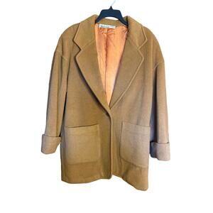 VINTAGE 90s Caramel Wool Winter Coat Medium Anne Klein